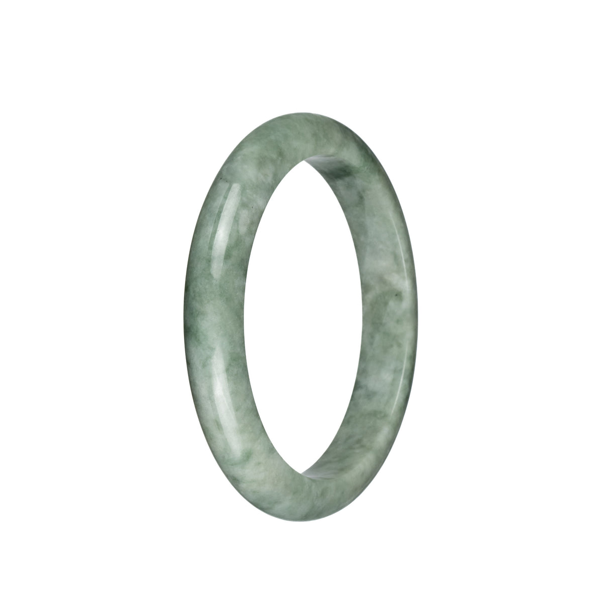 Genuine Natural Green Traditional Jade Bangle Bracelet - 58mm Semi Round