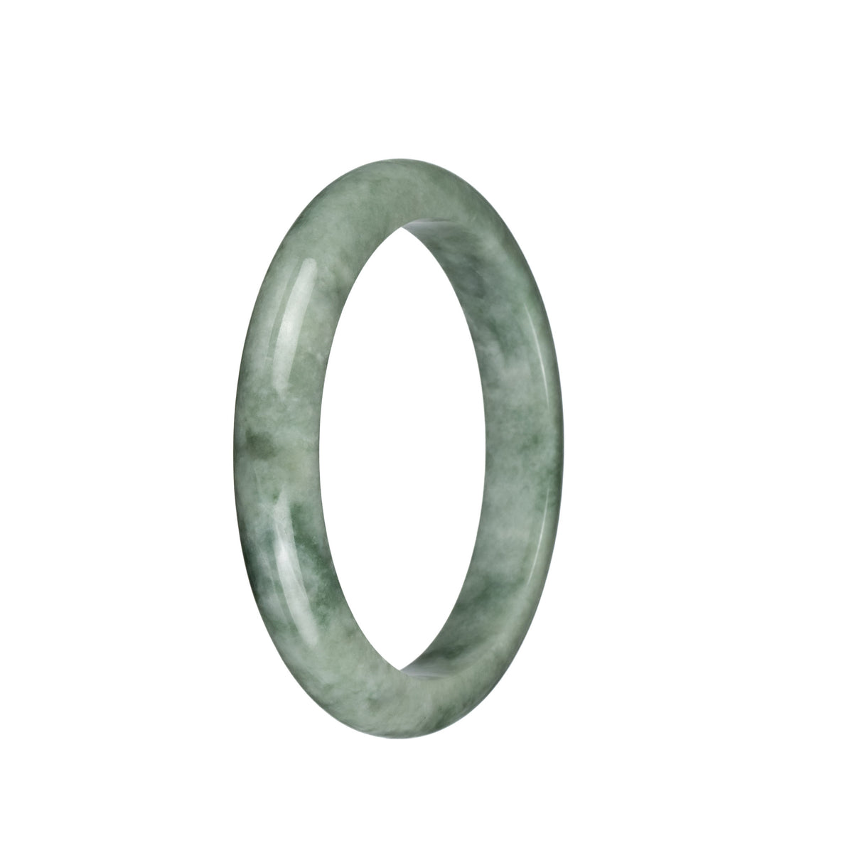 Genuine Natural Green Traditional Jade Bangle Bracelet - 58mm Semi Round