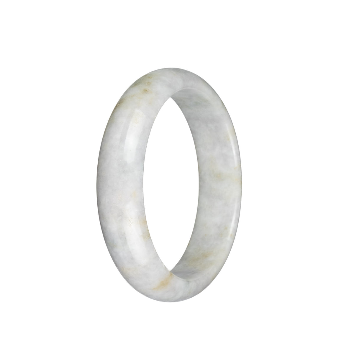 Genuine Grade A Light Grey with Light Brown Spots Jadeite Bangle - 58mm Half Moon