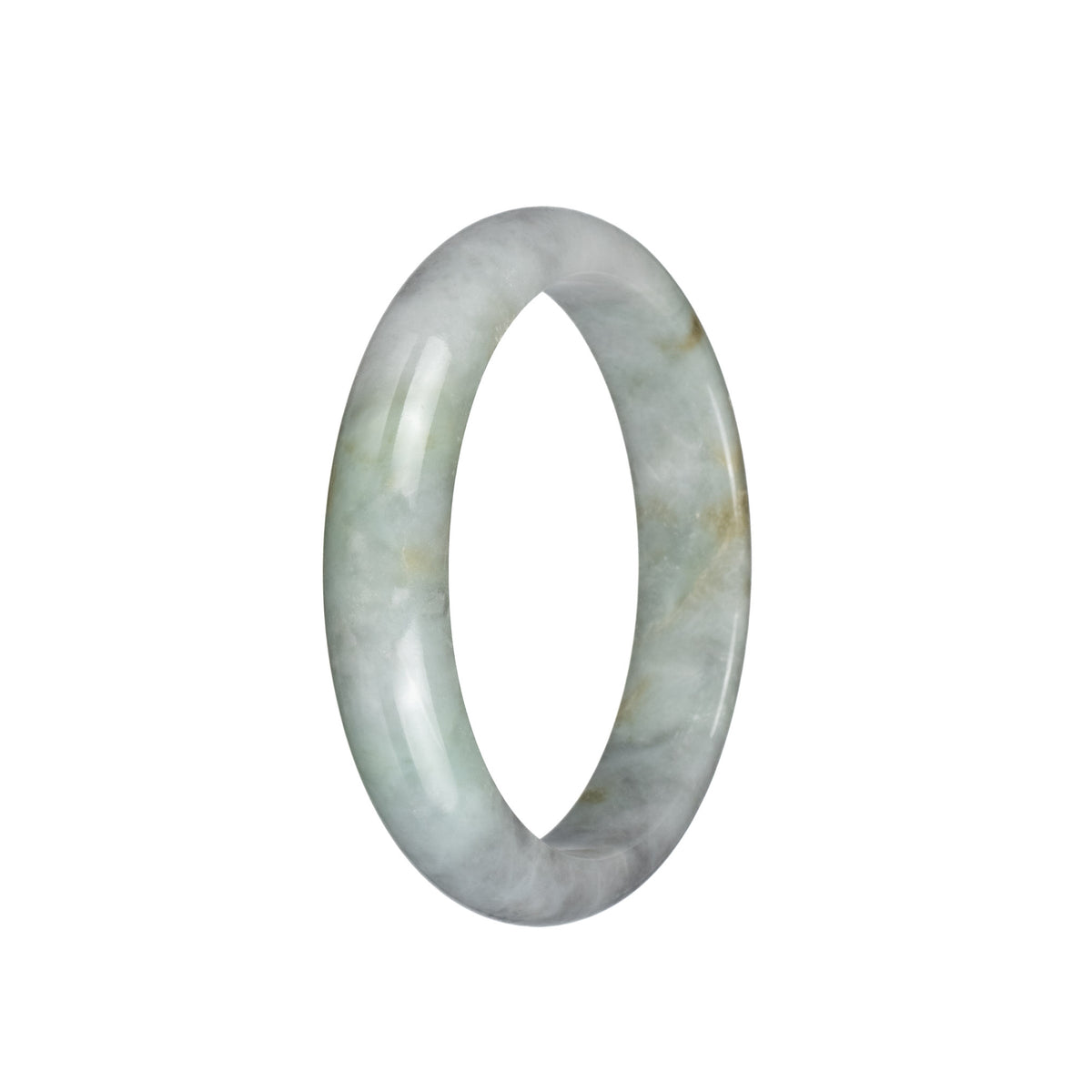 Genuine Grade A Light Grey with Light Green Traditional Jade Bracelet - 58mm Half Moon