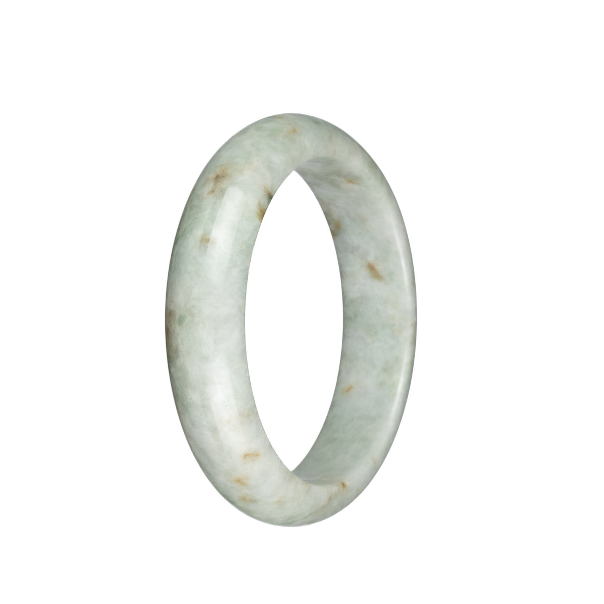 Genuine Natural Greyish White with Light Brown Spots Jadeite Bangle Bracelet - 58mm Half Moon