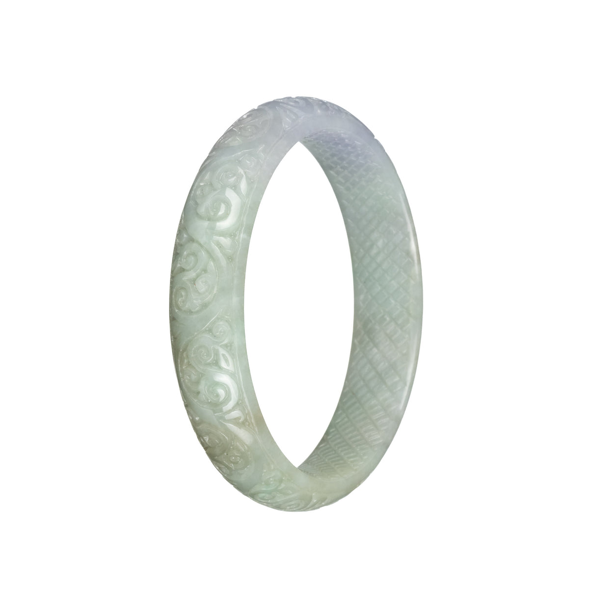 Real Grade A Light Green Jadeite Bracelet - 63mm Carved