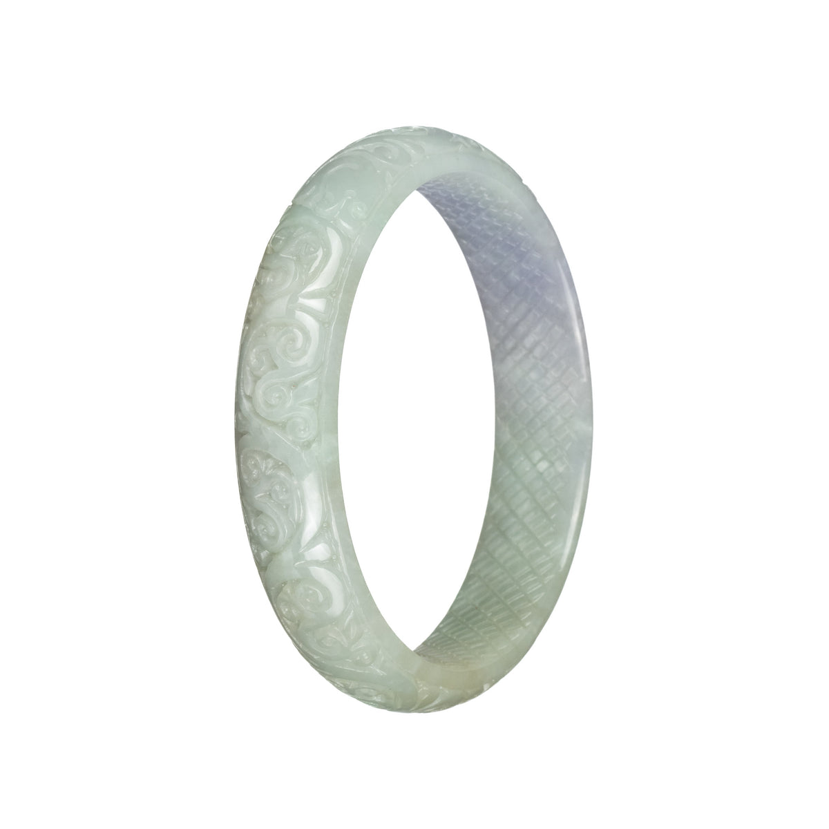 Real Grade A Light Green Jadeite Bracelet - 63mm Carved