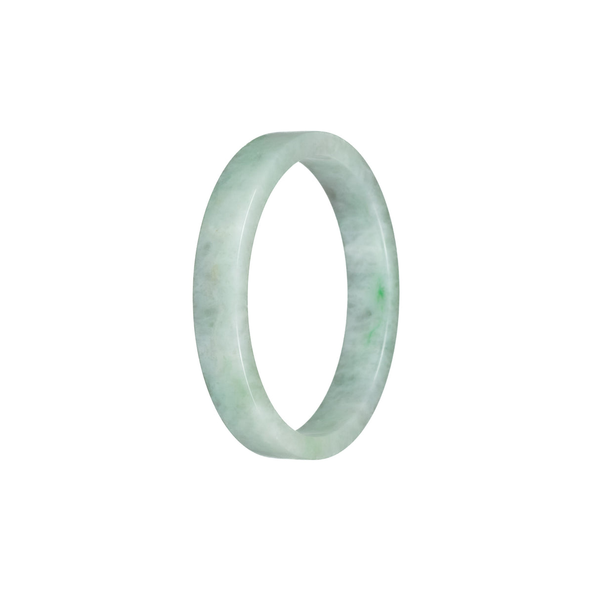 Real Grade A Green Pattern Burmese Jade Bangle Bracelet - 52mm Flat