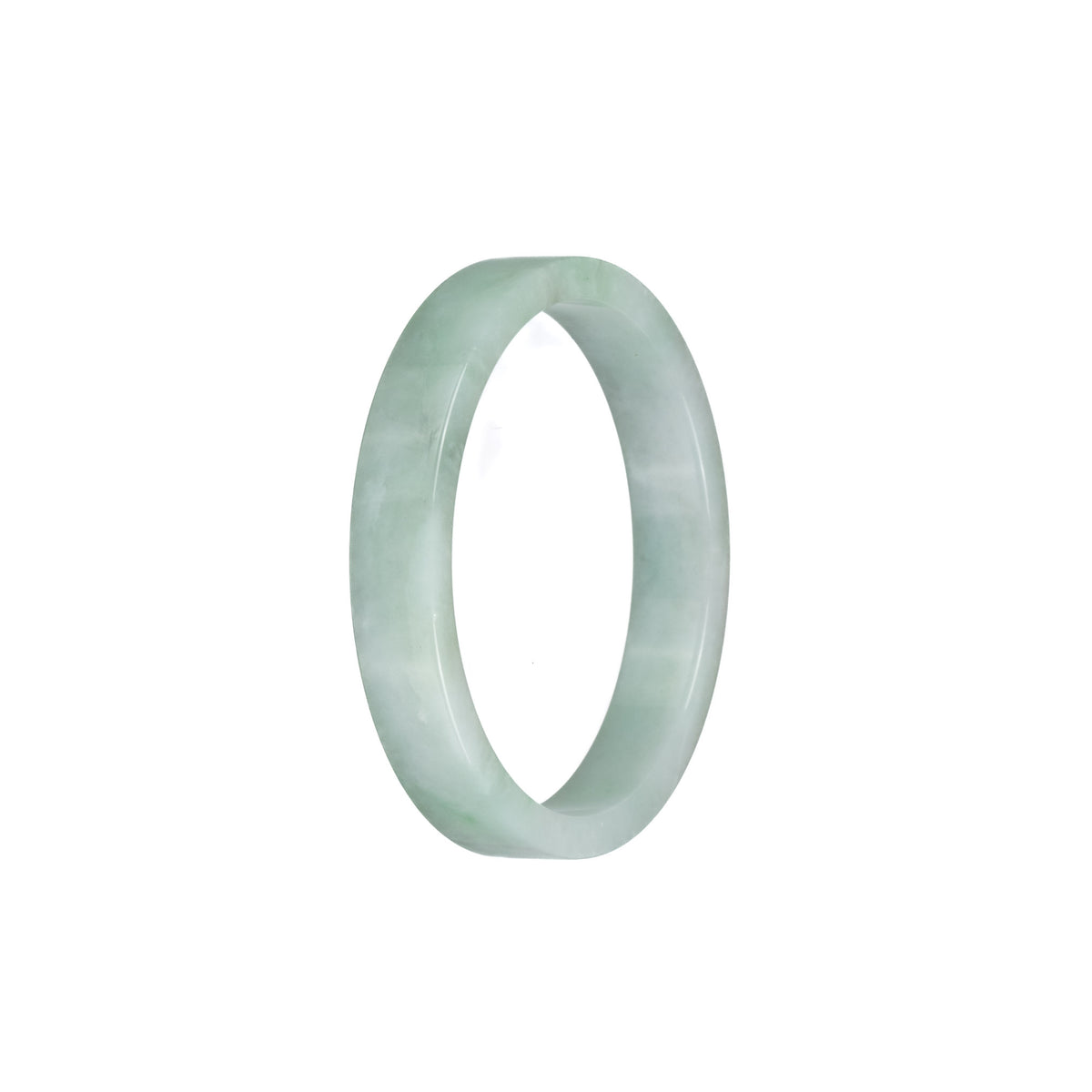 Authentic Type A Green Pattern Burma Jade Bangle - 52mm Flat