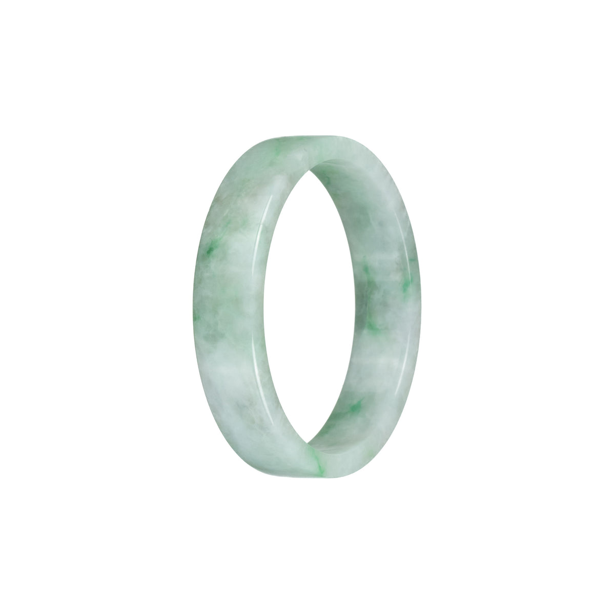 Authentic Grade A Green Pattern Burma Jade Bangle Bracelet - 52mm Flat