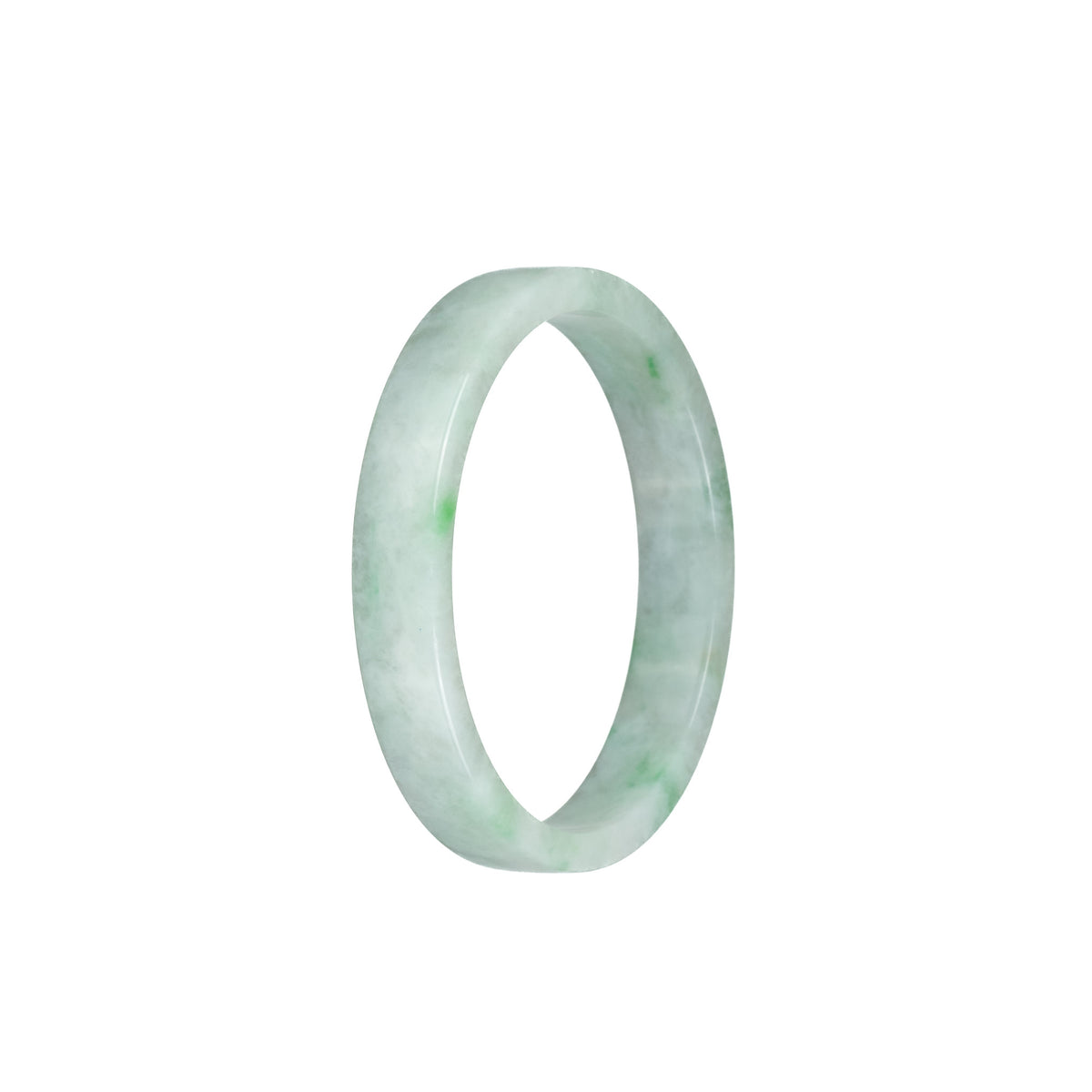 Genuine Grade A Green Pattern Burma Jade Bangle - 52mm Flat