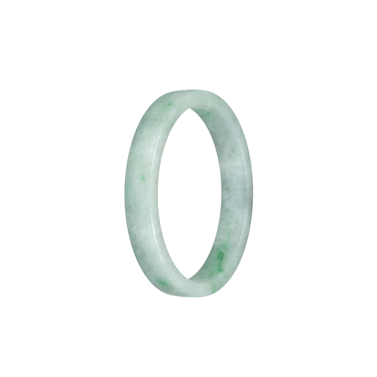 Certified Grade A Green Pattern Burma Jade Bangle Bracelet - 52mm Flat