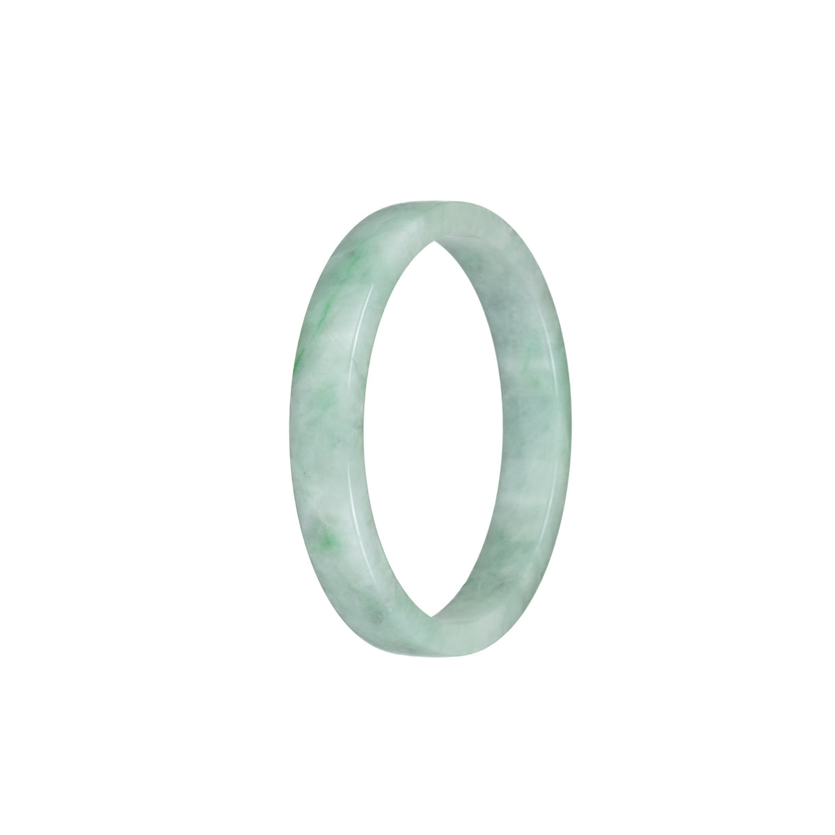 Certified Grade A Green Pattern Burma Jade Bangle Bracelet - 52mm Flat