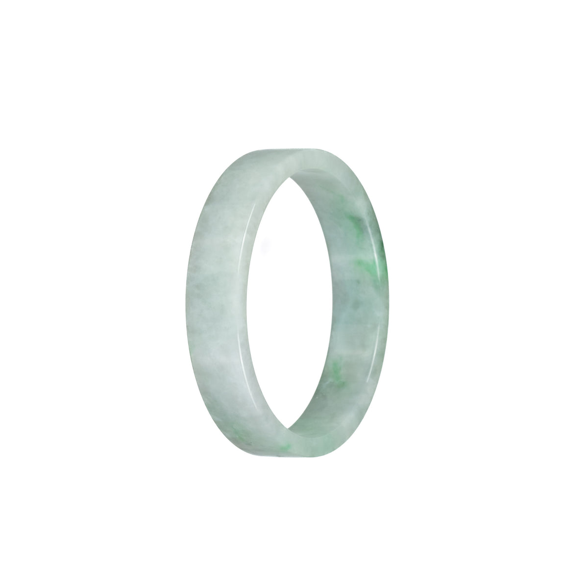 Genuine Type A Green Pattern Jadeite Bangle - 50mm Flat