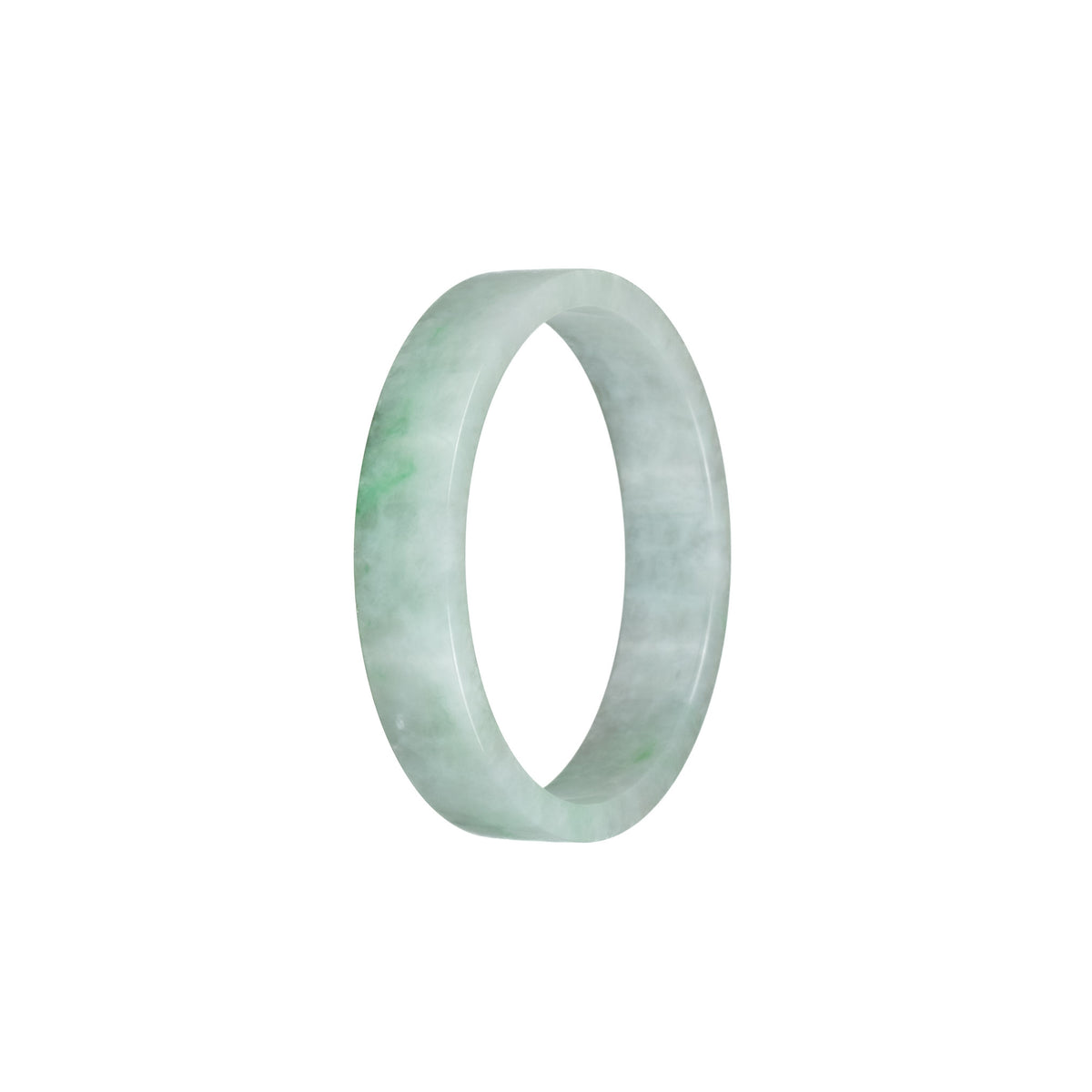 Genuine Type A Green Pattern Jadeite Bangle - 50mm Flat