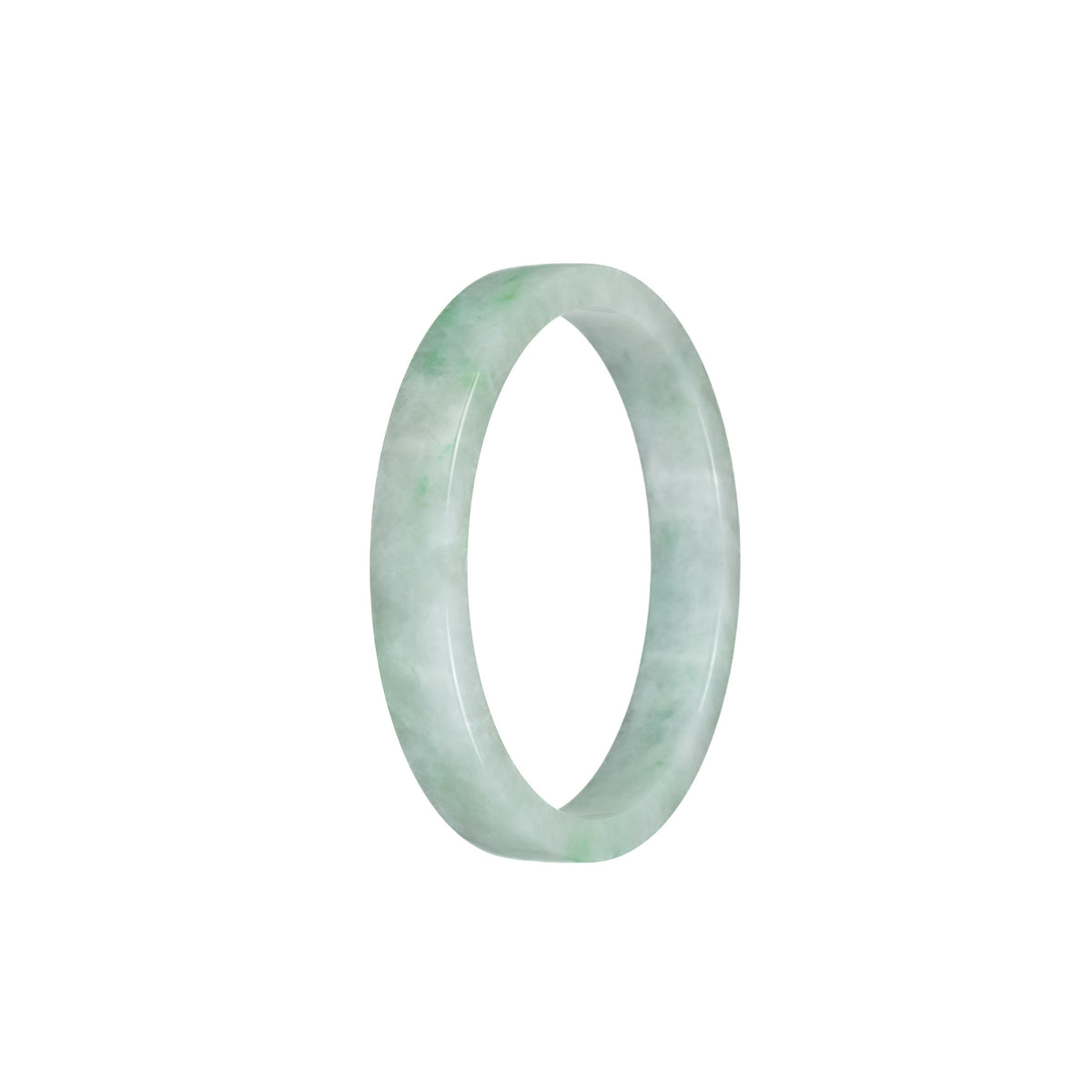 Genuine Grade A Green Pattern Jadeite Jade Bangle Bracelet - 52mm Flat