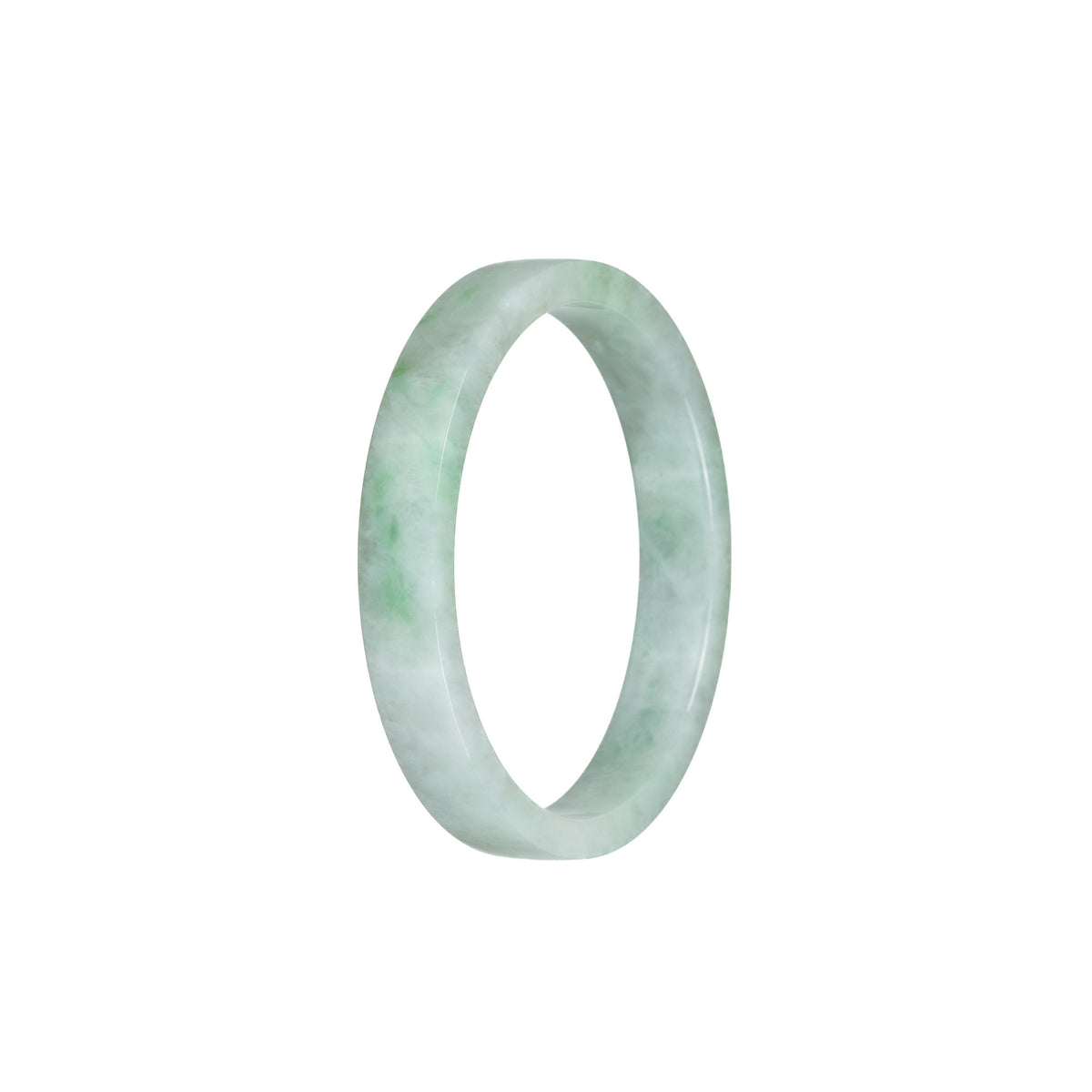 Genuine Grade A Green Pattern Jadeite Jade Bangle Bracelet - 52mm Flat