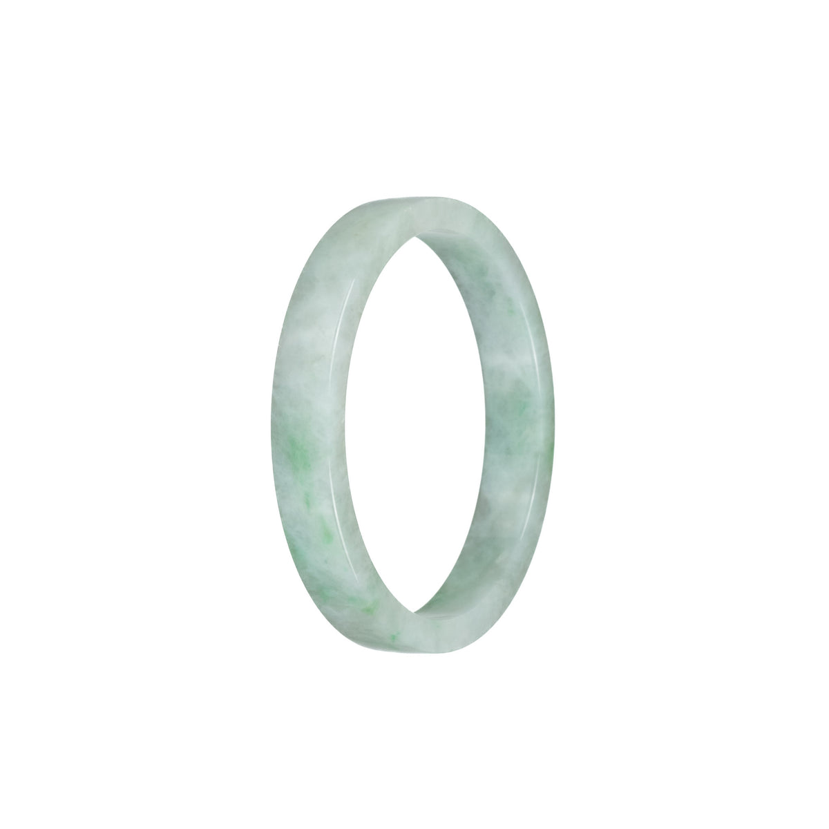 Genuine Grade A Green Pattern Jadeite Jade Bangle Bracelet - 52mm Flat