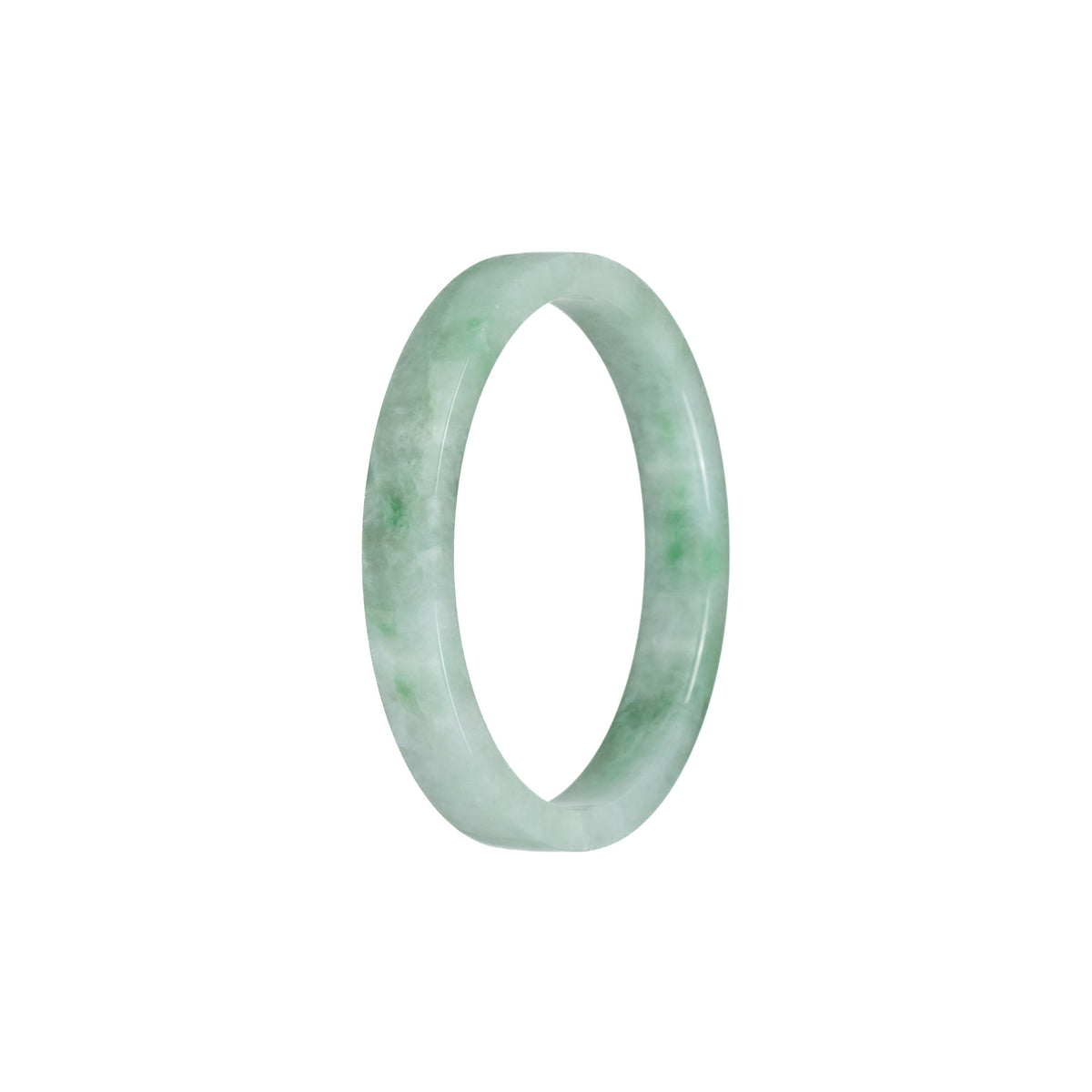 Genuine Grade A Green Pattern Jadeite Jade Bangle - 52mm Flat