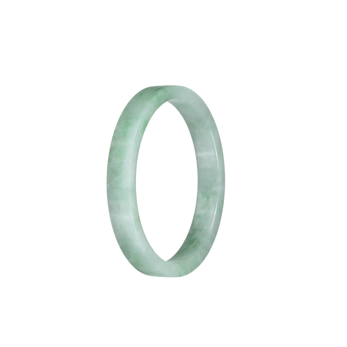 Genuine Grade A Green Pattern Jadeite Jade Bangle - 52mm Flat