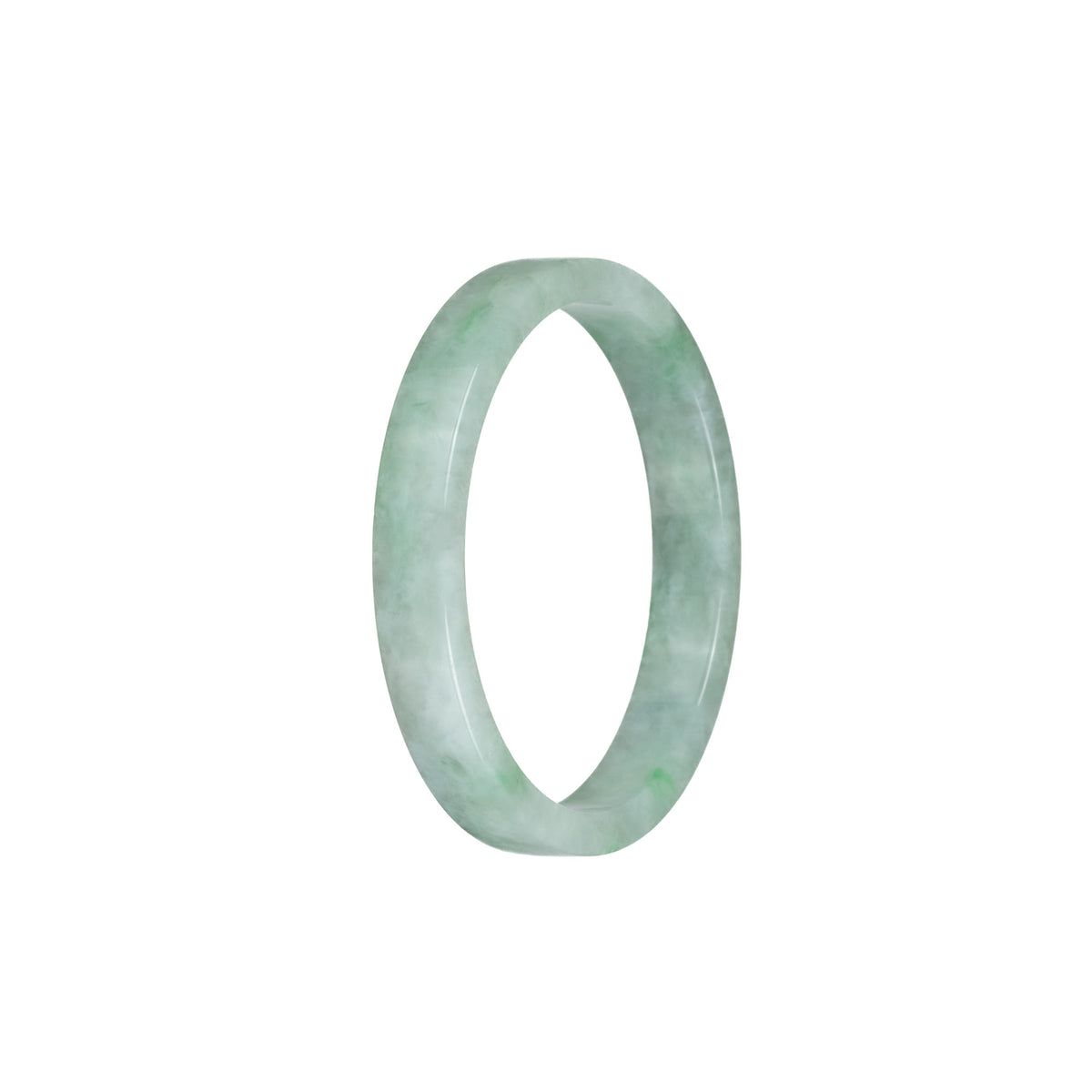 Authentic Grade A Green Pattern Jadeite Bangle - 52mm Flat