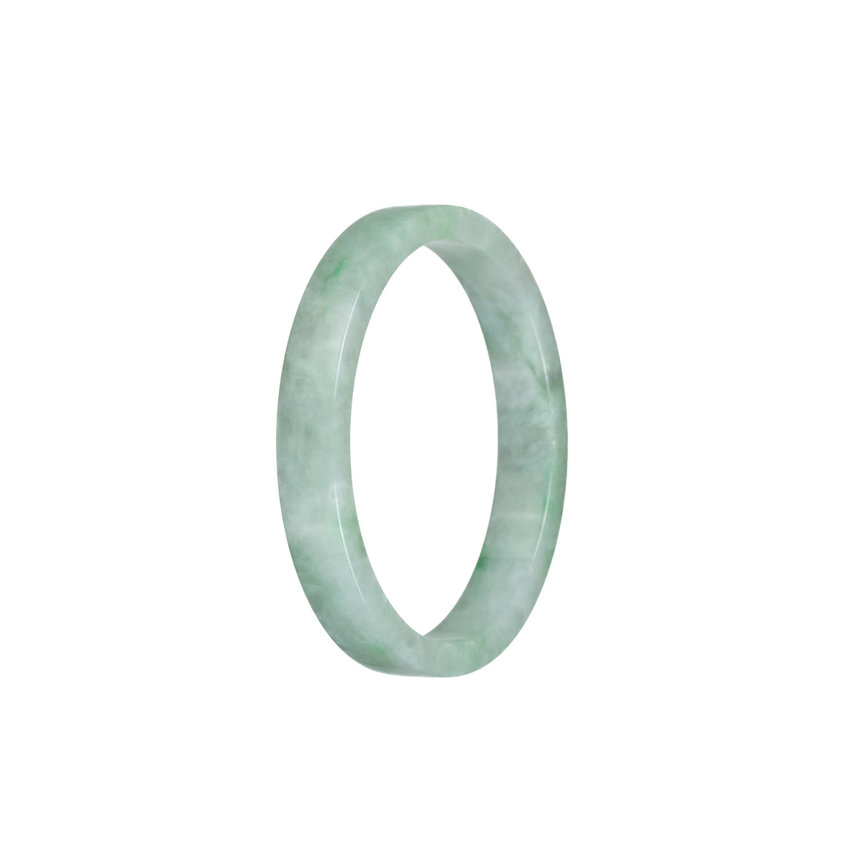 Authentic Grade A Green Pattern Jadeite Bangle - 52mm Flat