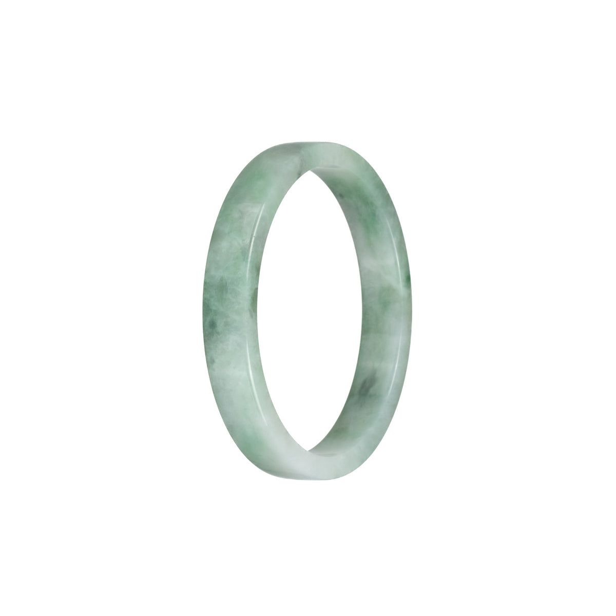 Genuine Grade A Green Pattern Traditional Jade Bangle Bracelet - 53mm Flat