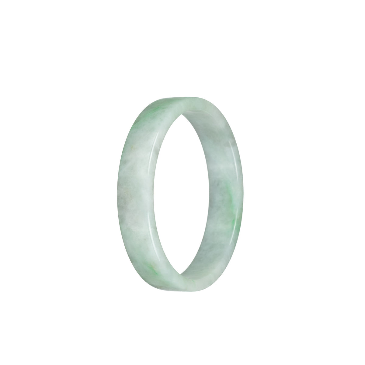 Genuine Grade A Green Pattern Burmese Jade Bracelet - 51mm Flat