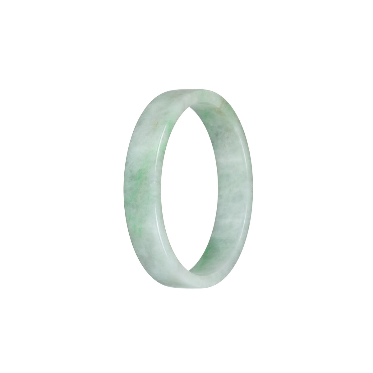 Genuine Grade A Green Pattern Burmese Jade Bracelet - 51mm Flat