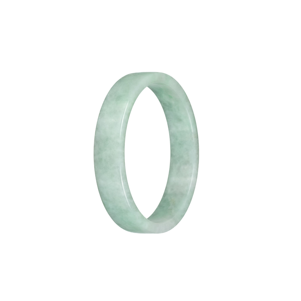 Real Grade A Green Pattern Burmese Jade Bangle Bracelet - 52mm Flat