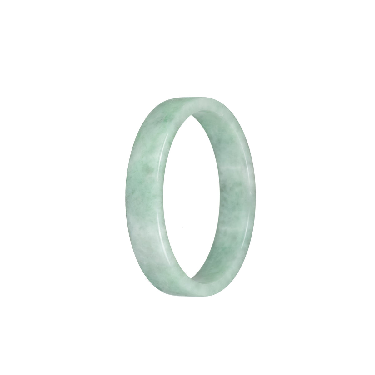 Real Grade A Green Pattern Burmese Jade Bangle Bracelet - 52mm Flat