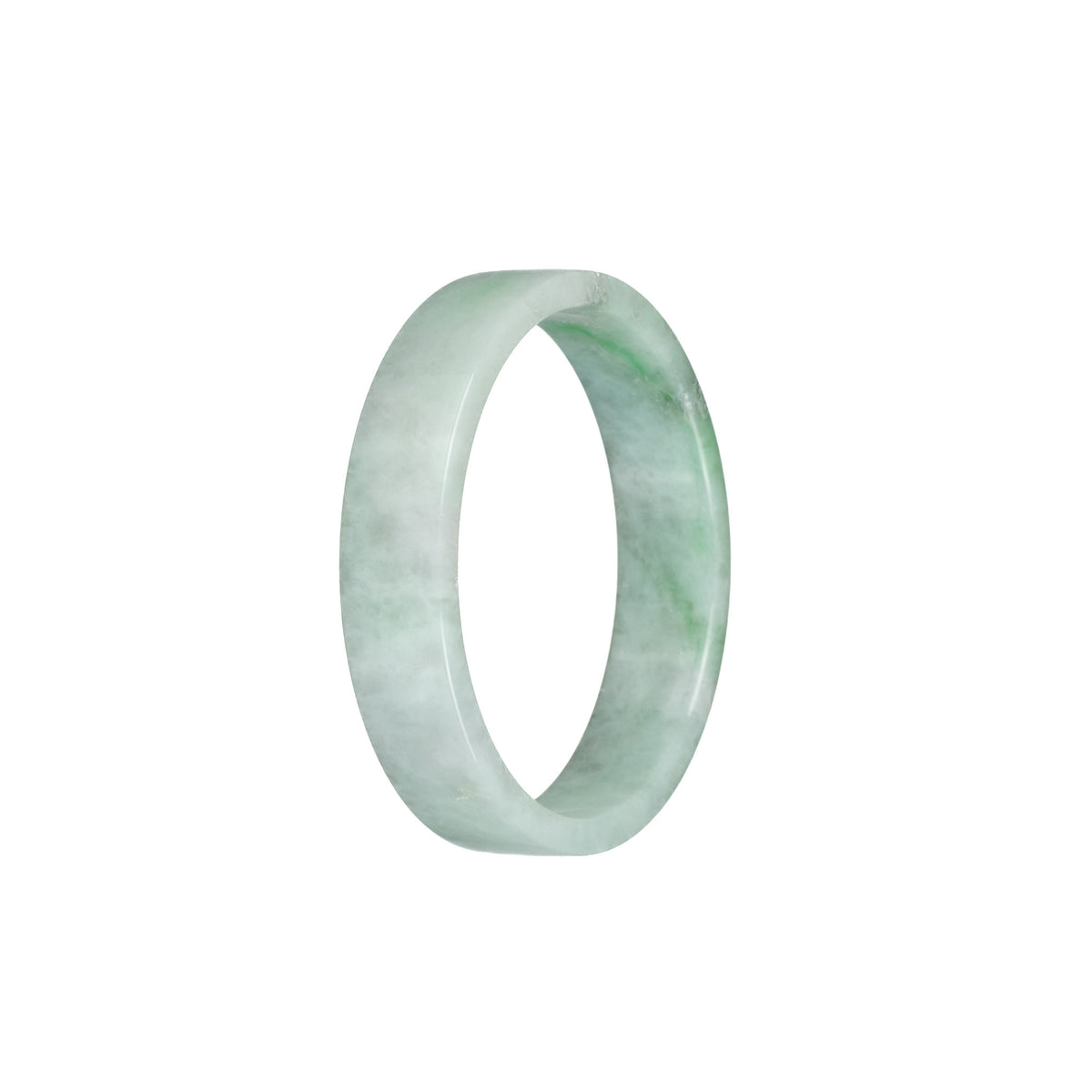 Genuine Grade A Green Pattern Jadeite Jade Bangle - 51mm Flat