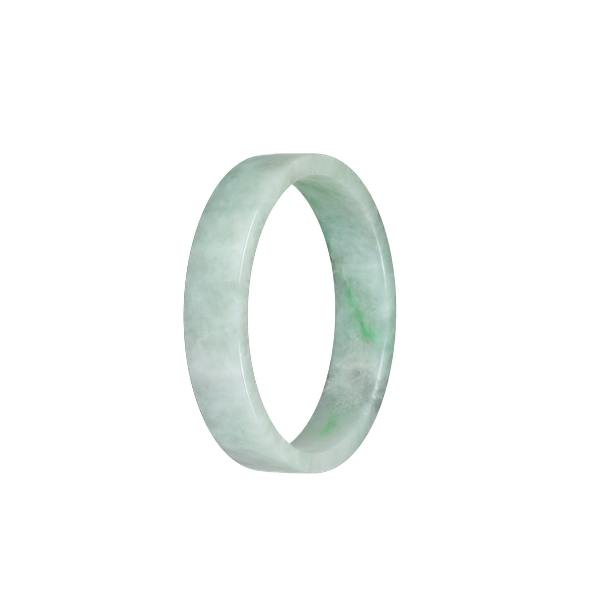 Genuine Grade A Green Pattern Jadeite Jade Bangle - 51mm Flat