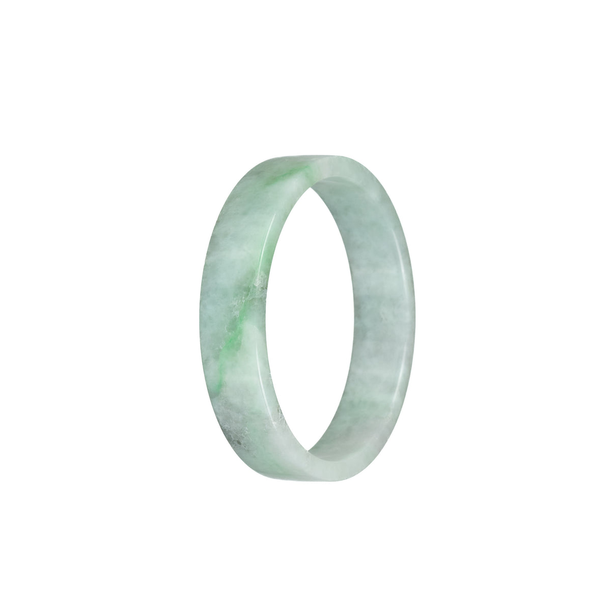 Genuine Grade A Green Pattern Jadeite Jade Bangle - 51mm Flat