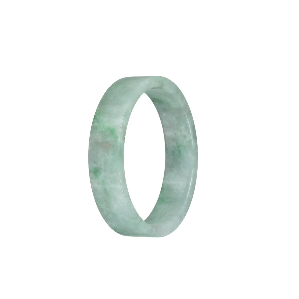 Genuine Grade A Green Pattern Jadeite Jade Bangle Bracelet - 51mm Flat