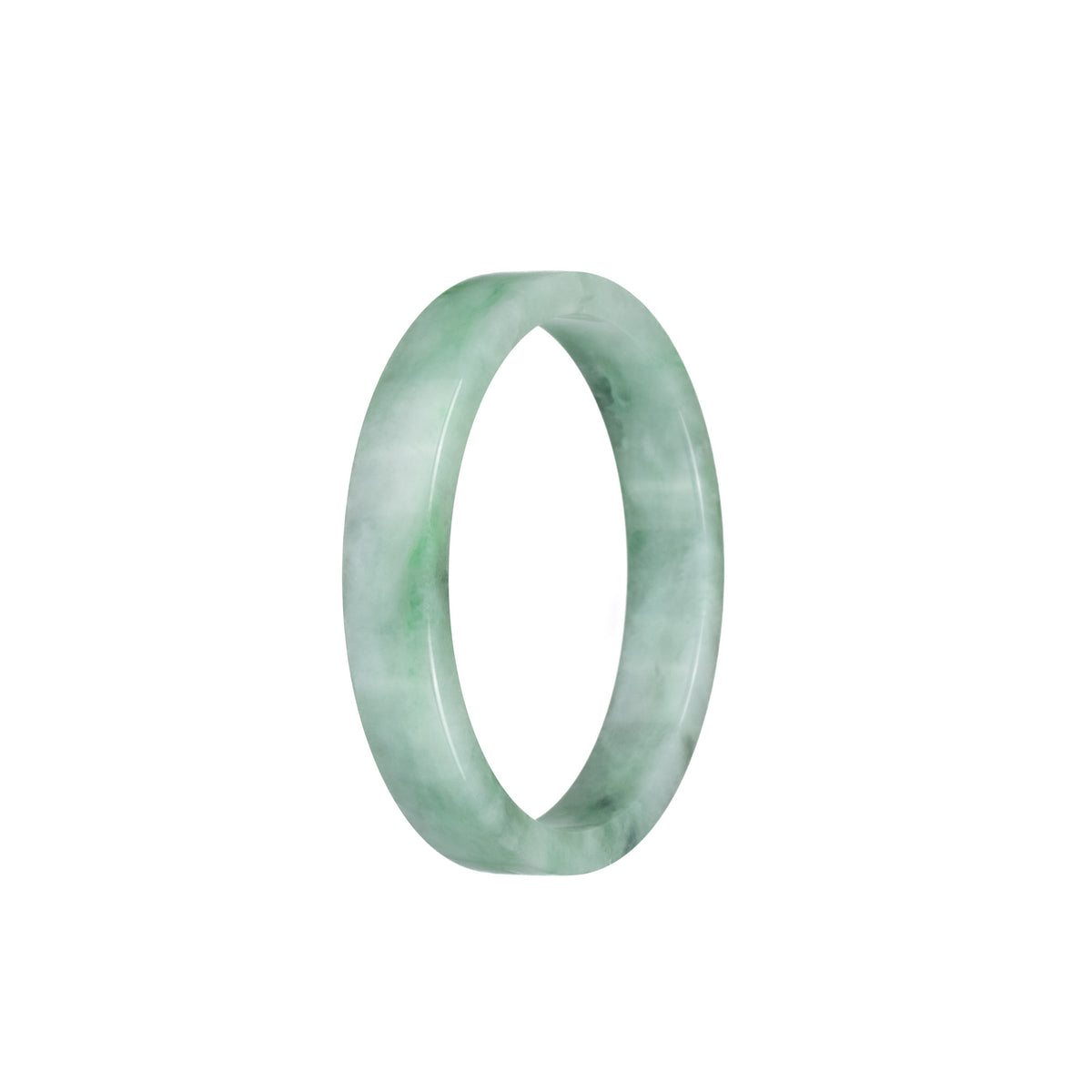 Genuine Type A Green Pattern Jadeite Bracelet - 52mm Flat