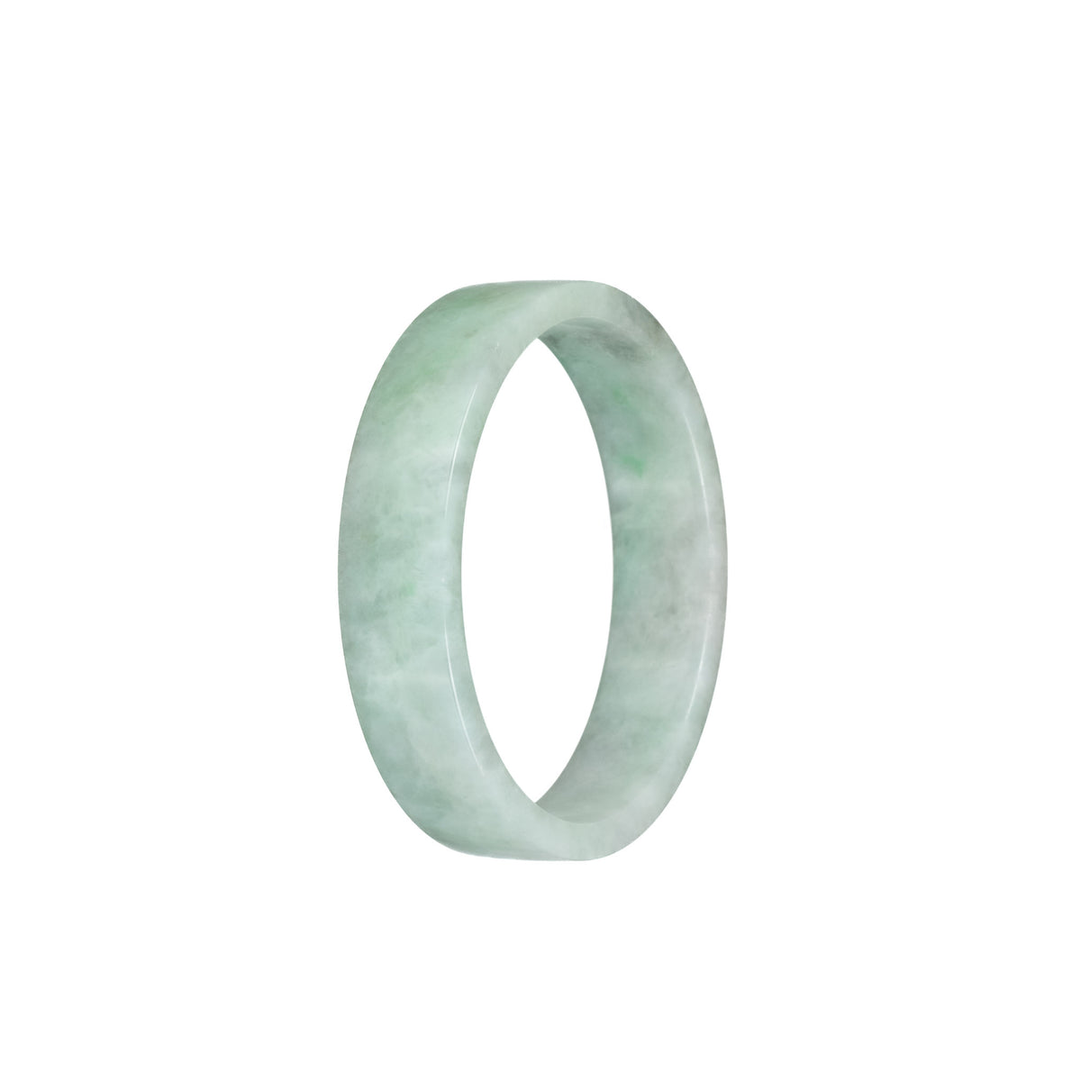 Genuine Grade A Green Pattern Jade Bangle - 51mm Flat