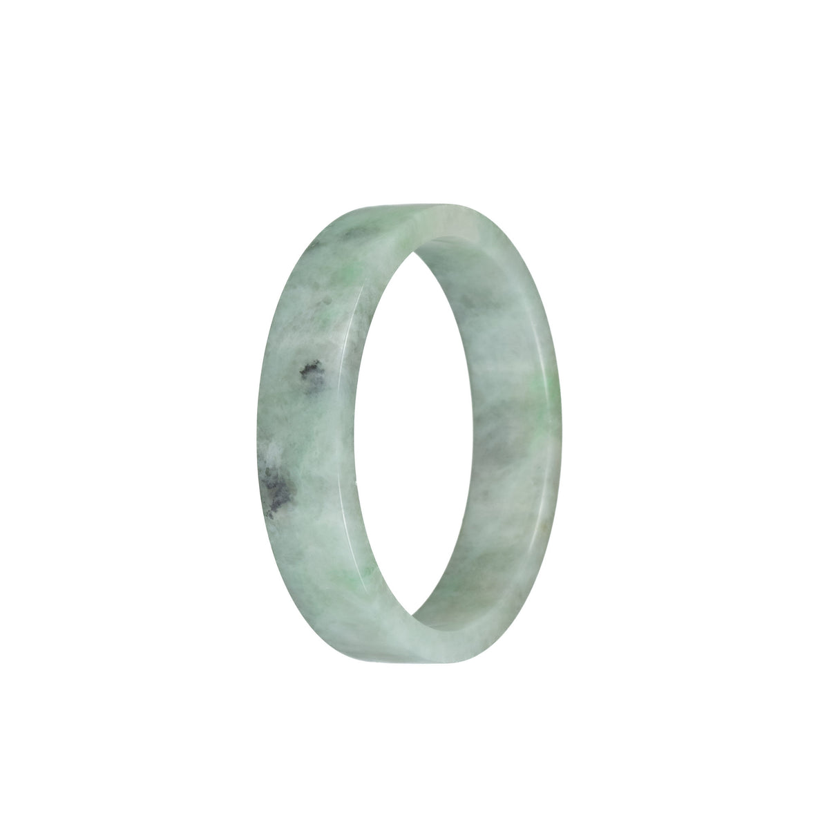 Genuine Grade A Pale Green with Green Pattern Jadeite Bangle - 52mm Flat