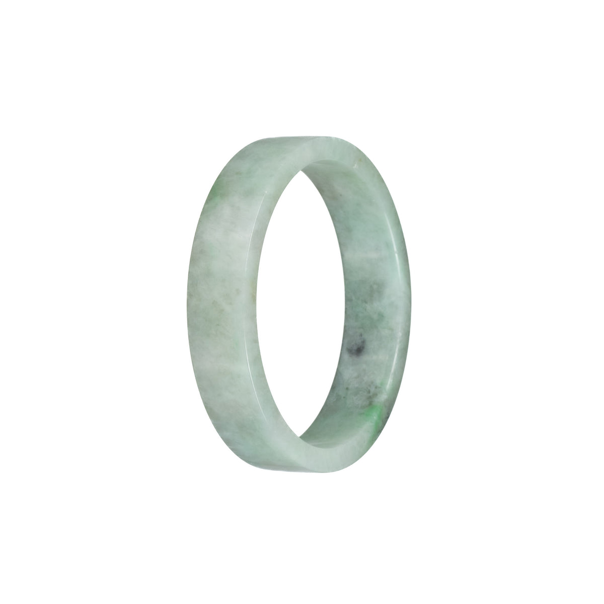 Genuine Grade A Pale Green with Green Pattern Jadeite Bangle - 52mm Flat