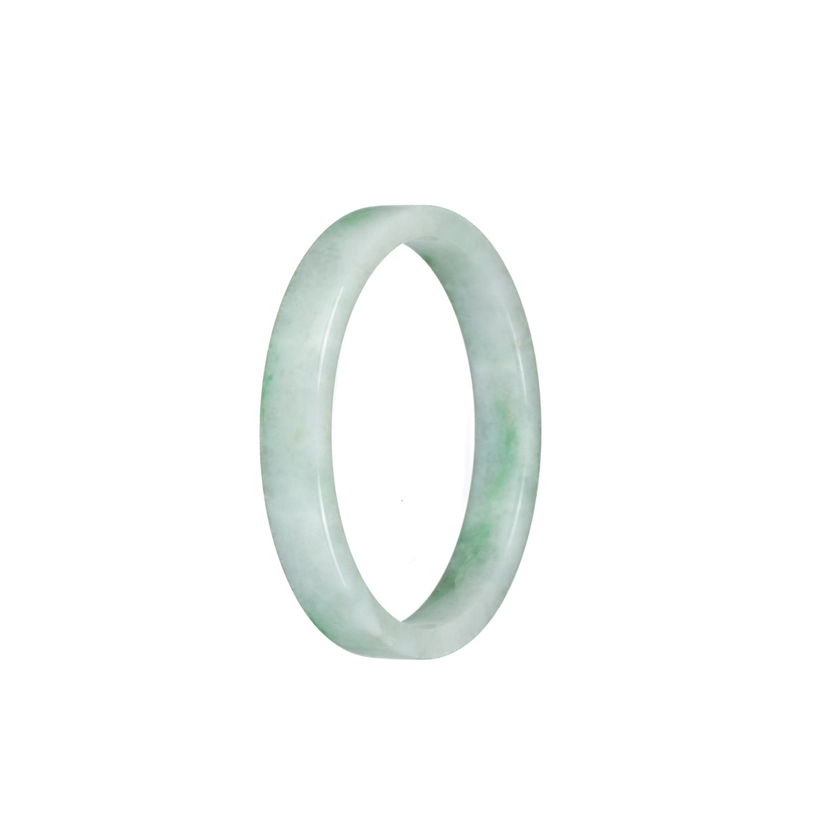 Certified Natural Pale Green with Green Pattern Burma Jade Bangle Bracelet - 52mm Flat