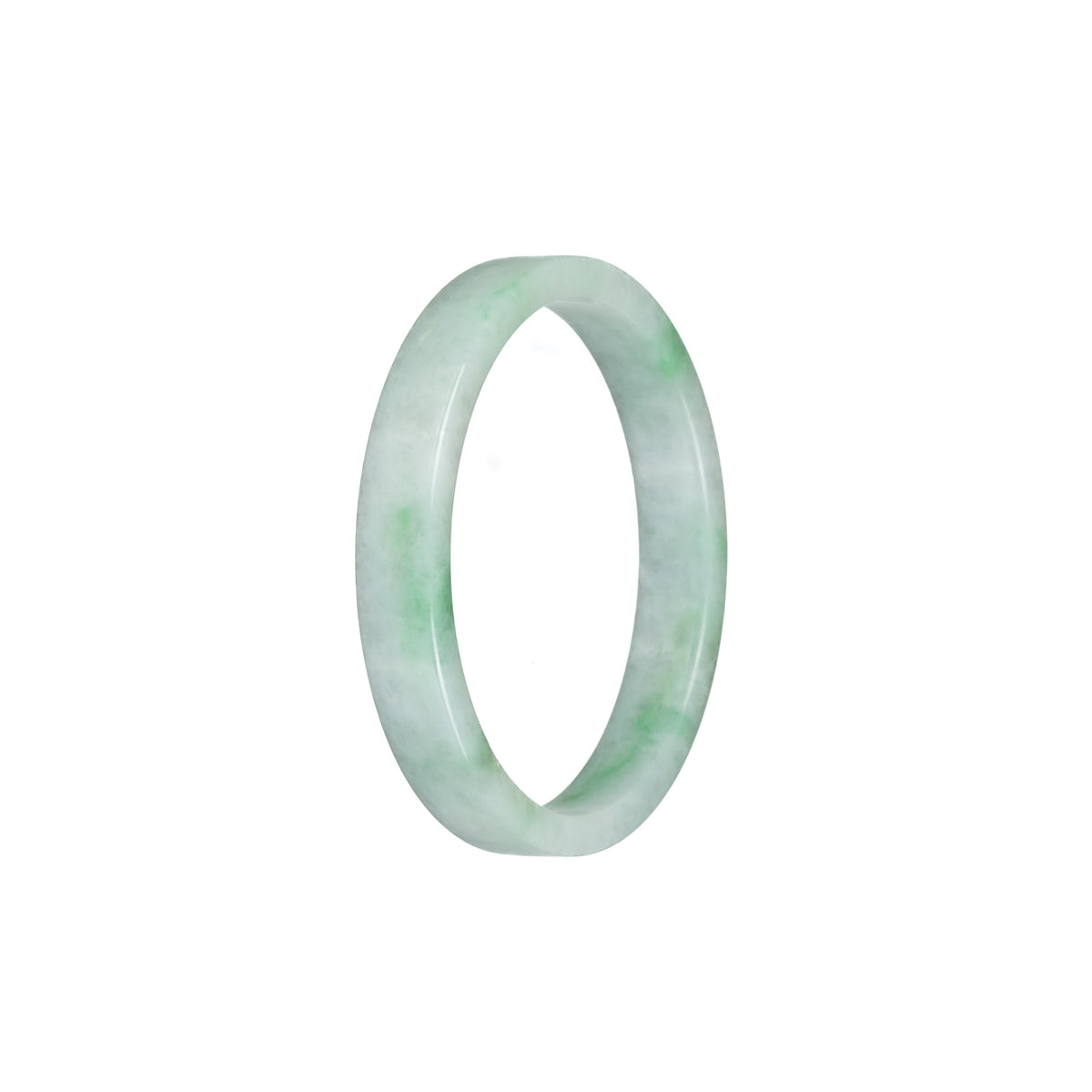 Certified Natural Pale Green with Green Pattern Burma Jade Bangle Bracelet - 52mm Flat