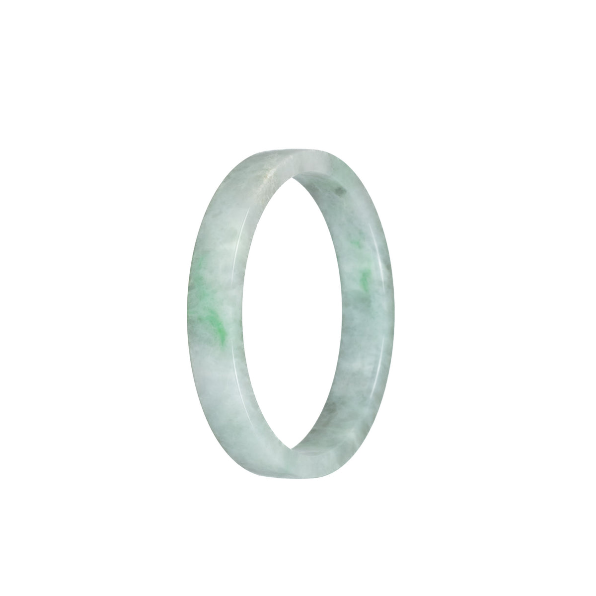 Real Grade A Pale Green with Green Pattern Jade Bangle - 52mm Flat