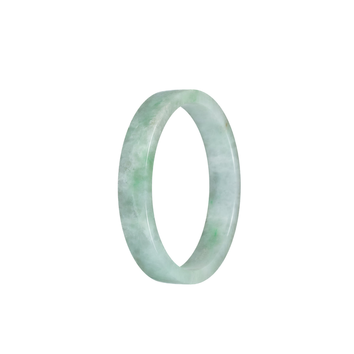 Certified Type A Pale Green with Green Pattern Traditional Jade Bangle - 52mm Flat