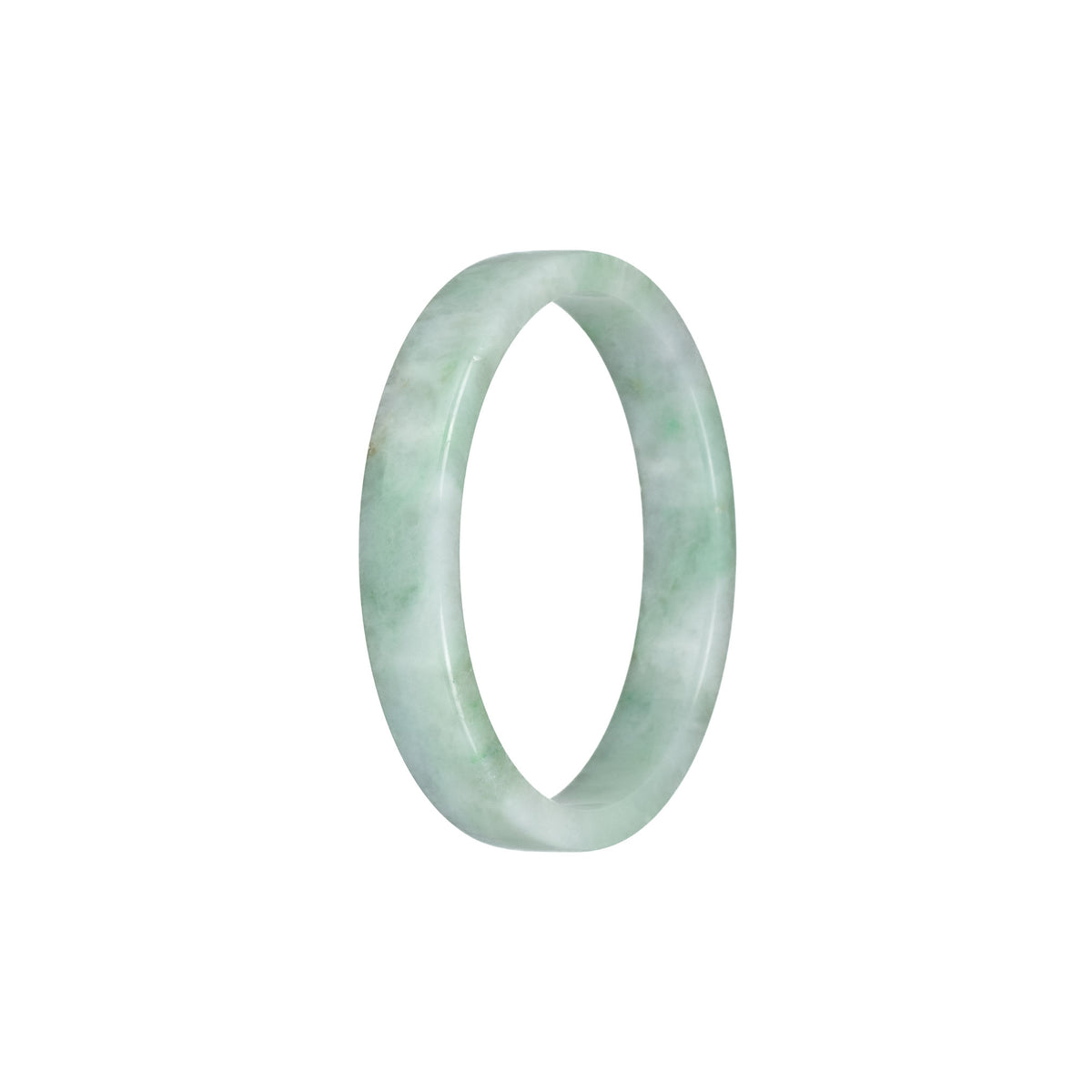 Certified Untreated Pale Green with Green Pattern Traditional Jade Bangle - 52mm Flat