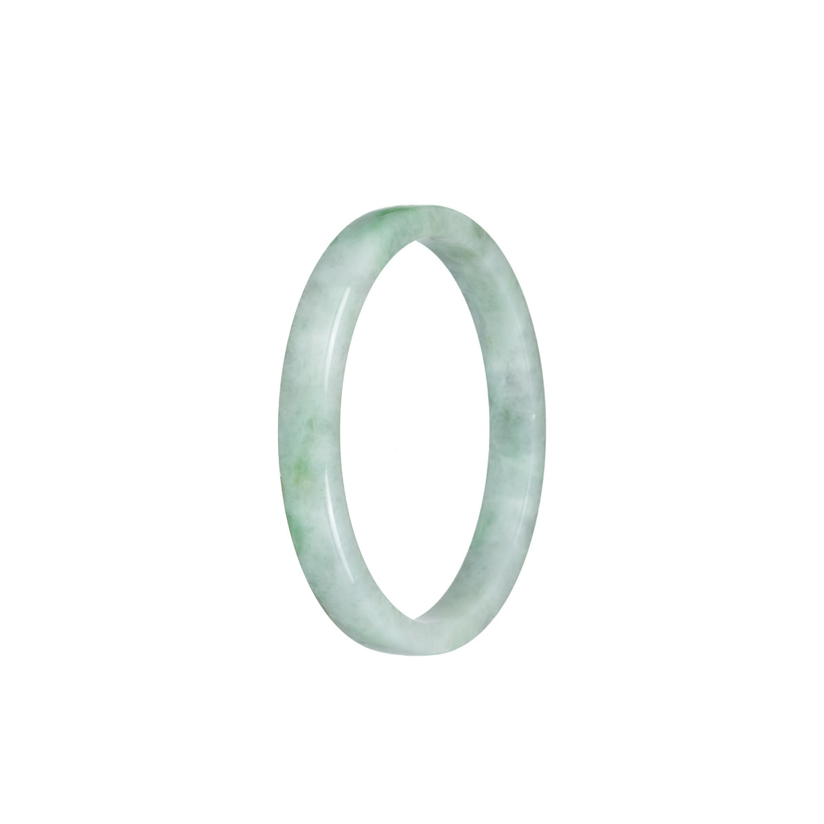 Genuine Type A Pale Green with Green Pattern Jadeite Jade Bangle - 52mm Flat