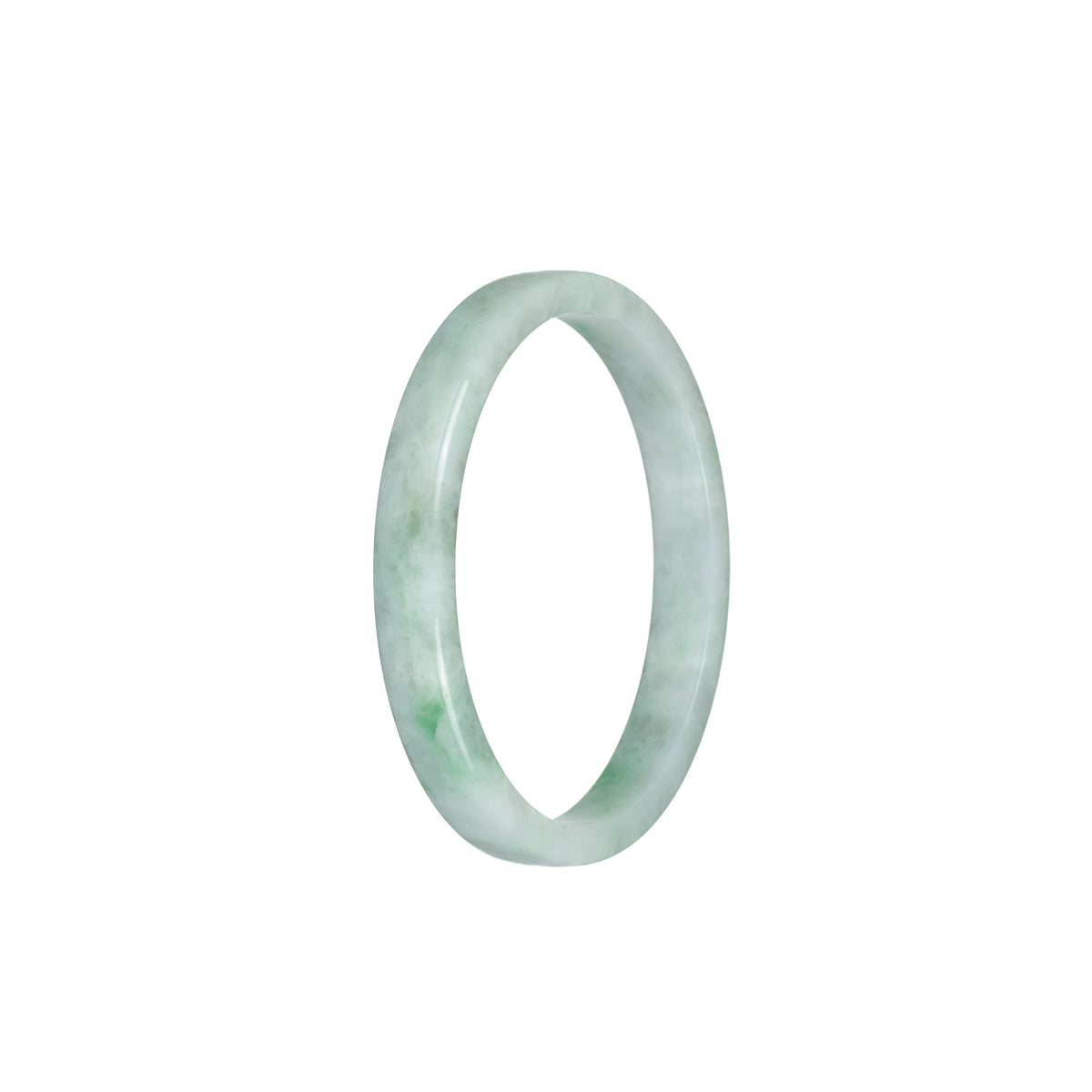 Genuine Type A Pale Green with Green Pattern Jadeite Jade Bangle - 52mm Flat