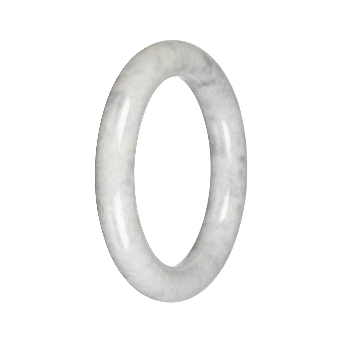 Grade A Light Grey Jadeite Jade Bangle - 58mm Round