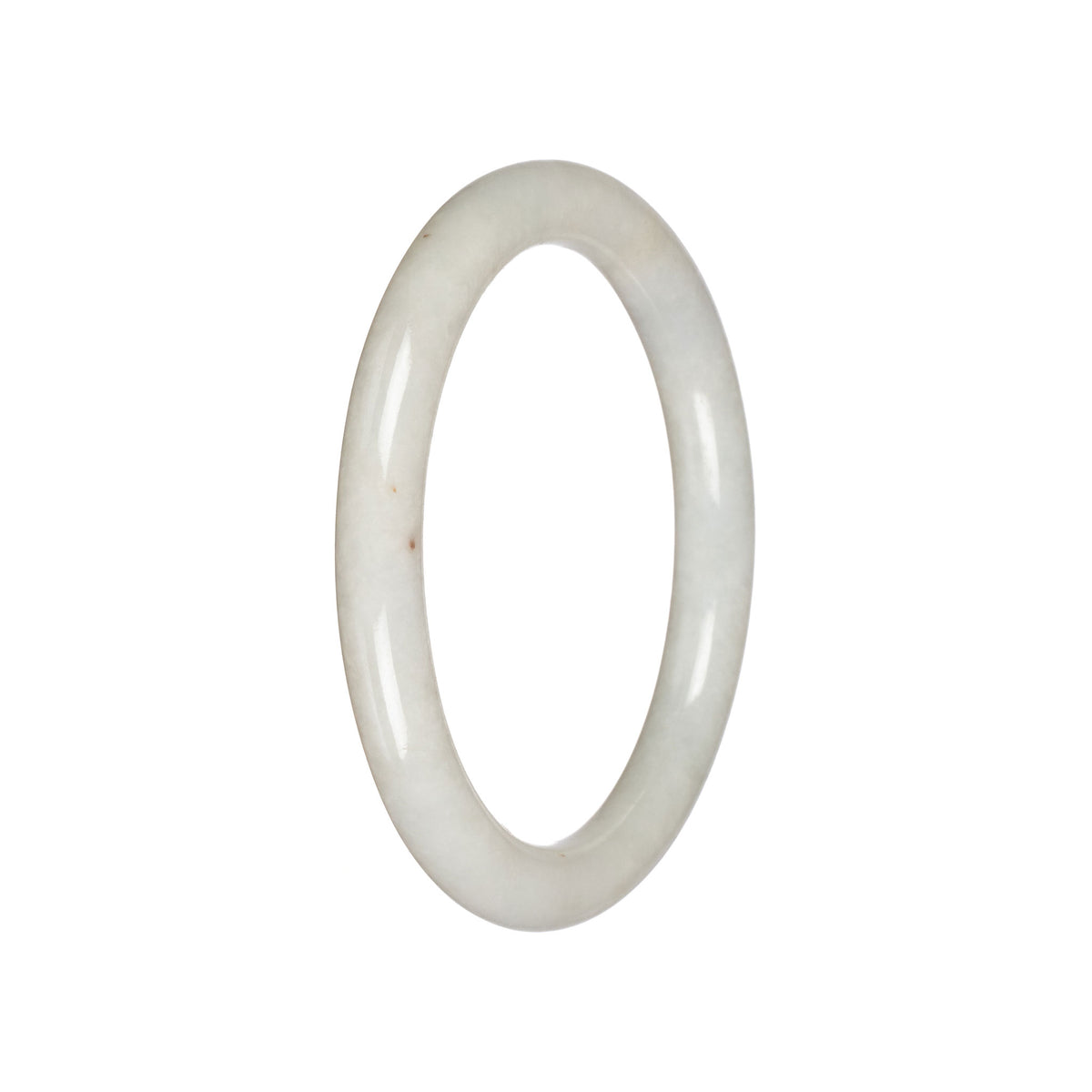 Natural Creamy White Jade Bangle Bracelet - 60mm Petite Round