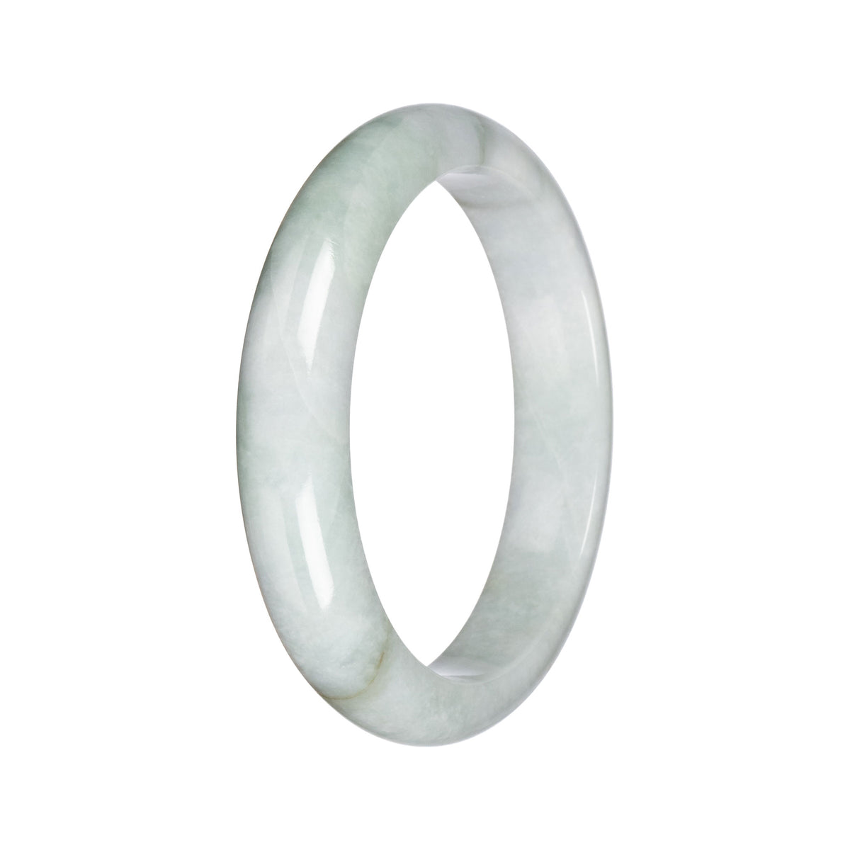 Genuine Green Pattern Jadeite Bangle Bracelet - 64mm Half Moon