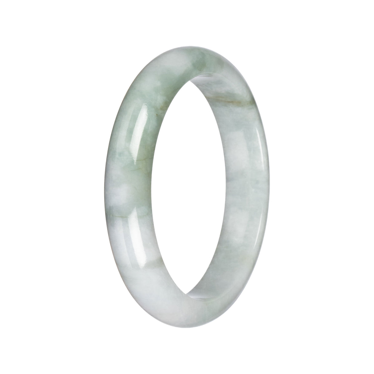 Genuine Green Pattern Jadeite Bangle Bracelet - 64mm Half Moon