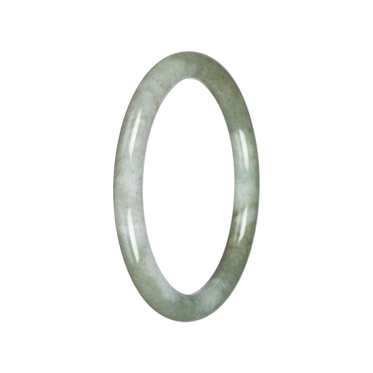 Untreated Pale Green and Green Pattern Jadeite Jade Bangle - 63mm Petite Round