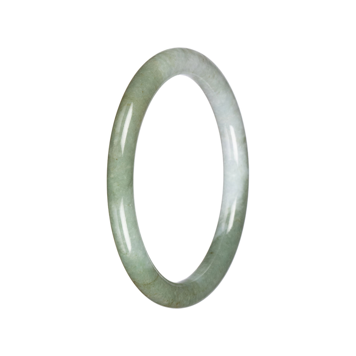 Untreated Pale Green and Green Pattern Jadeite Jade Bangle - 63mm Petite Round