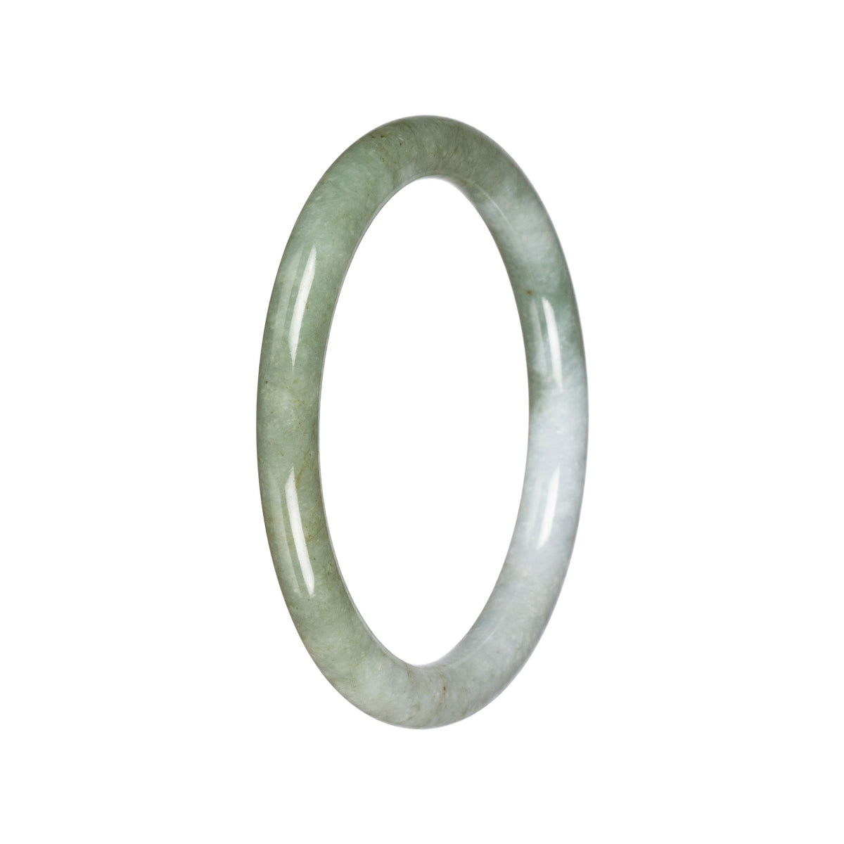 Untreated Pale Green and Green Pattern Jadeite Jade Bangle - 63mm Petite Round