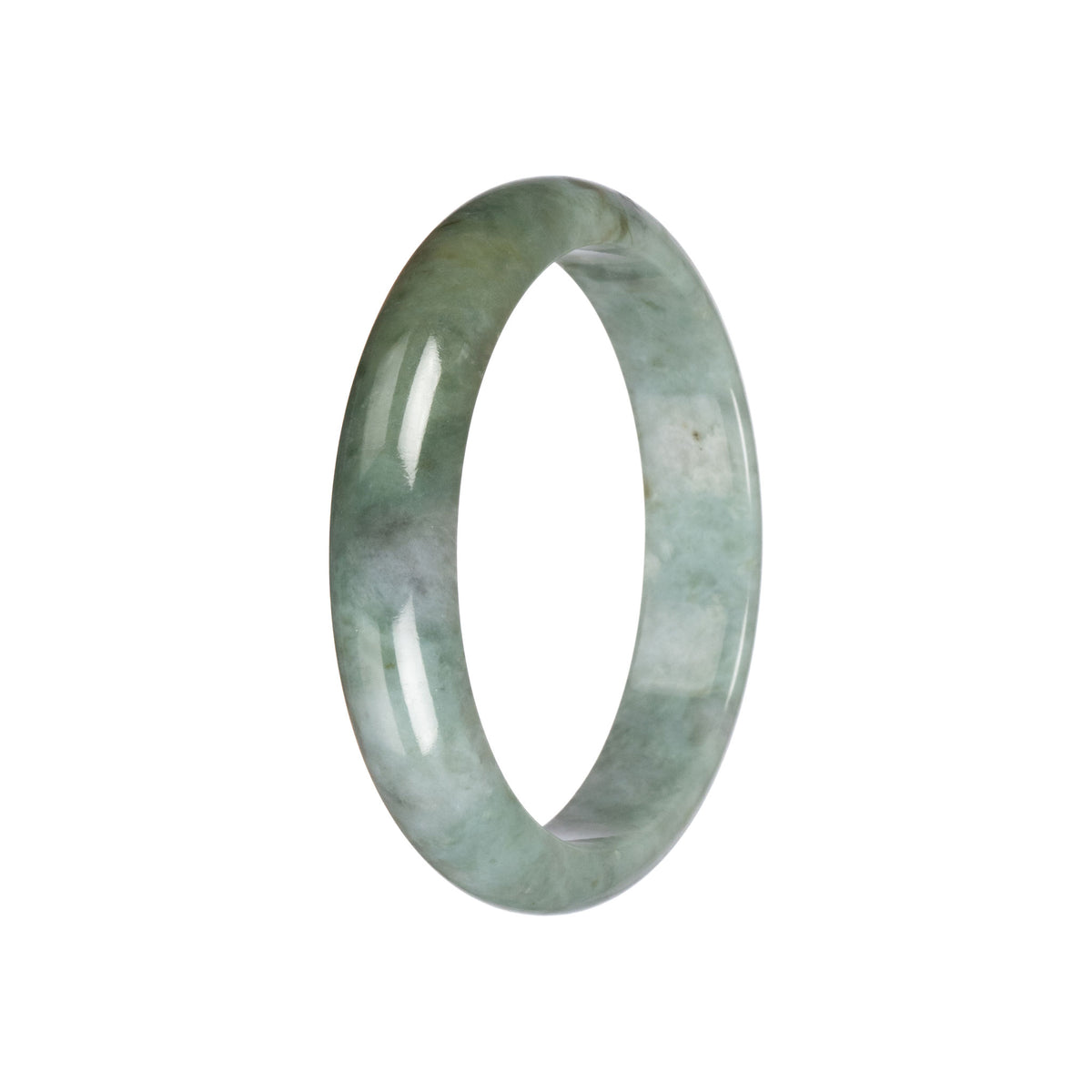 Real Green Pattern Jadeite Bangle - 59mm Half Moon